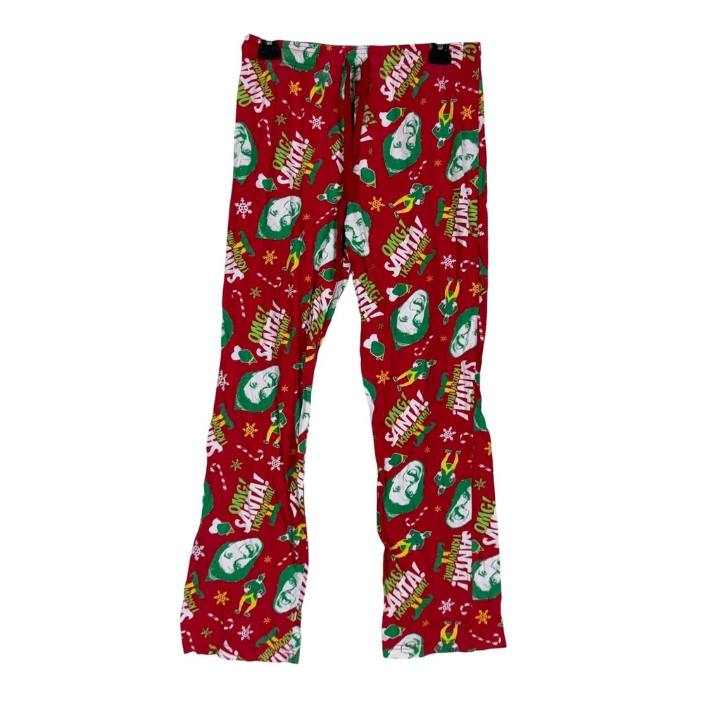 Elf Pajama Pants Mens Small Red OMG Santa Buddy‎ Elf Flannel Sleep Christmas